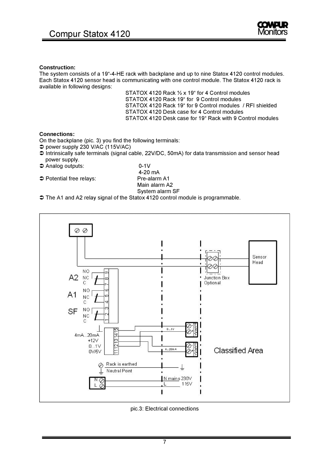 Compur 4120 operation manual Construction, Connections 