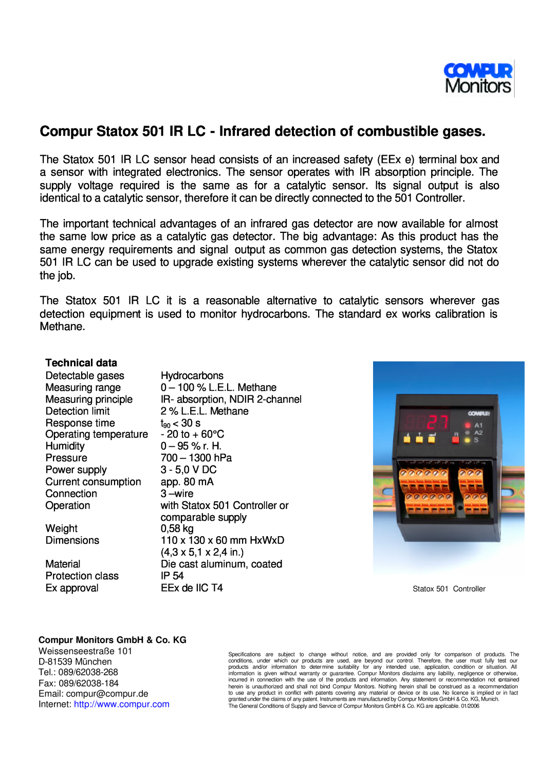 Compur 501 IR LC manual Technical data 