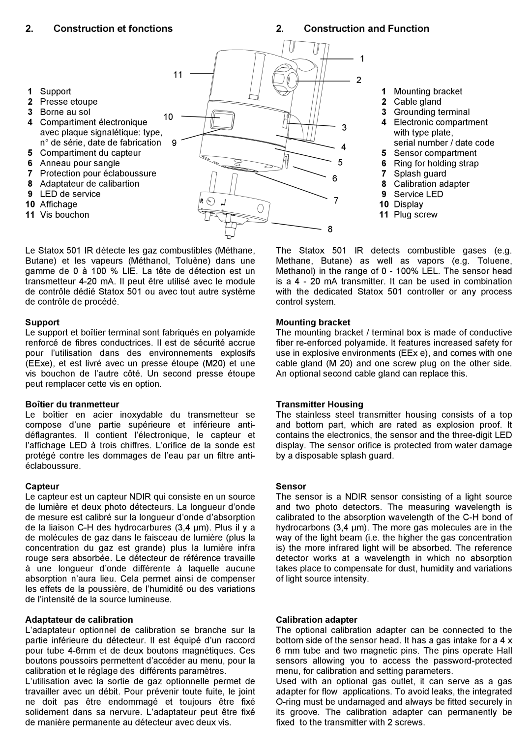 Compur 501 IR manual Construction et fonctions Construction and Function 