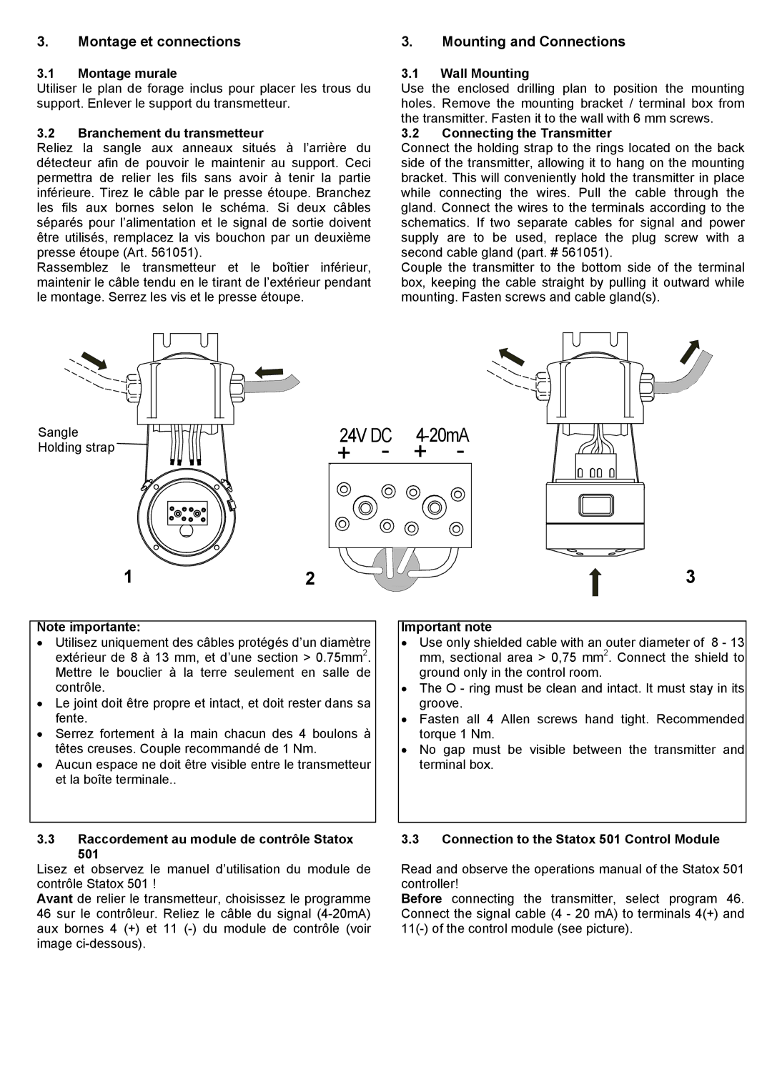 Compur 501 IR manual Montage et connections 