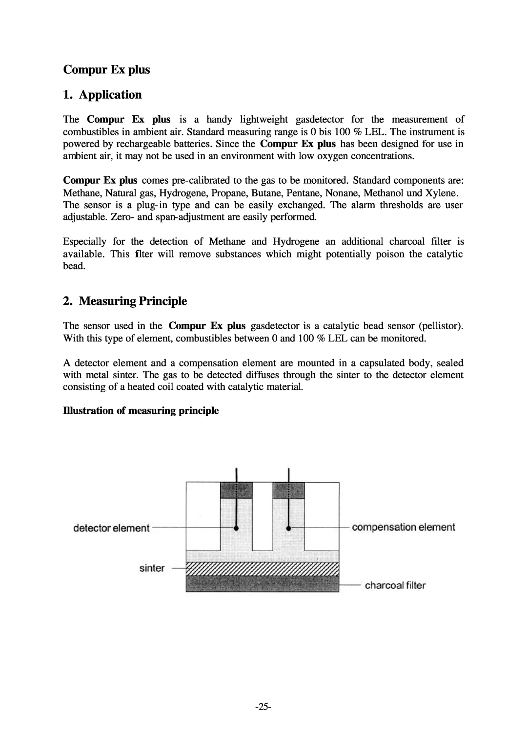 Compur Gas Detector manual Compur Ex plus 1. Application, Measuring Principle, Illustration of measuring principle 