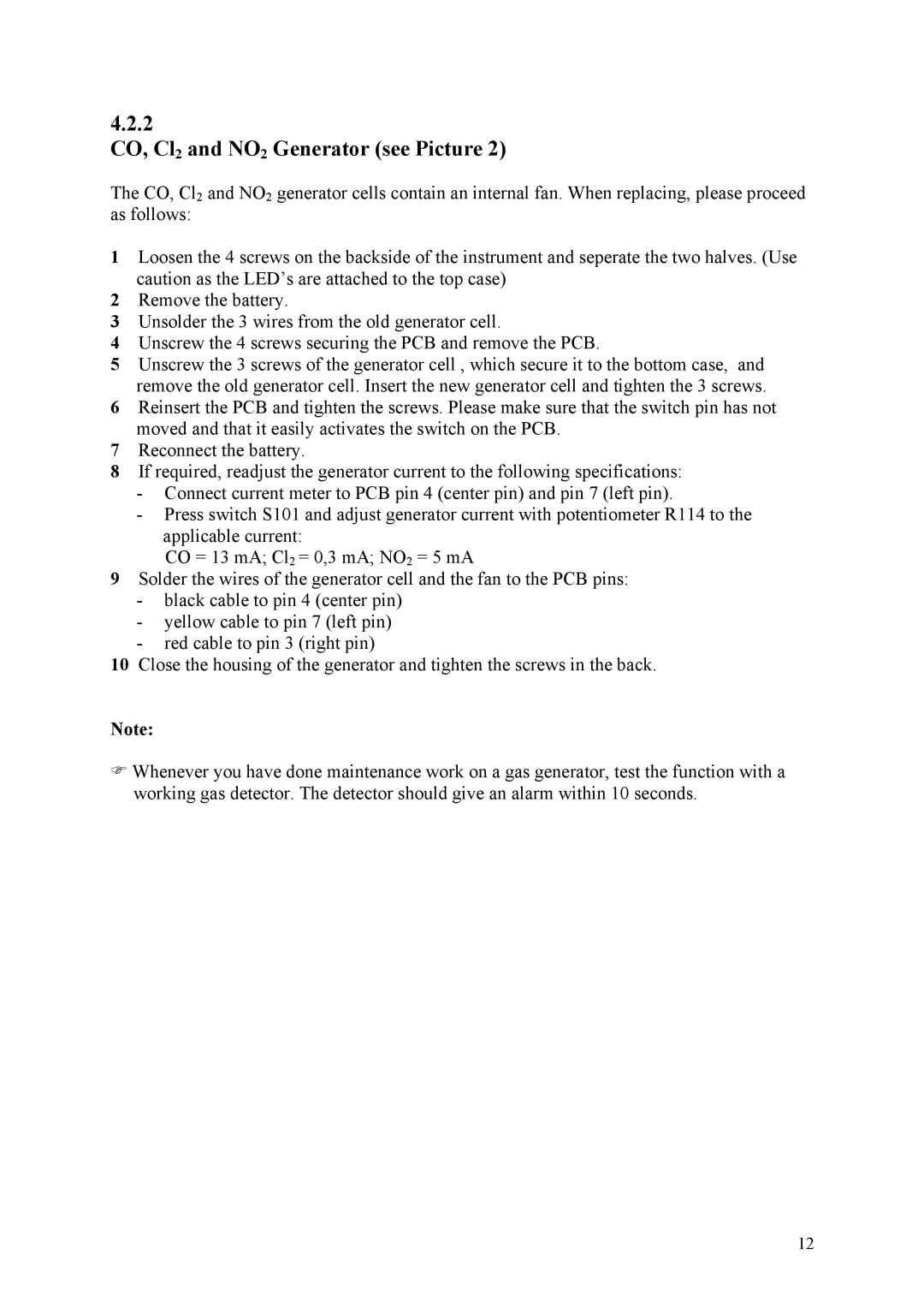 Compur Gas Generator manual CO, Cl2 and NO2 Generator see Picture 