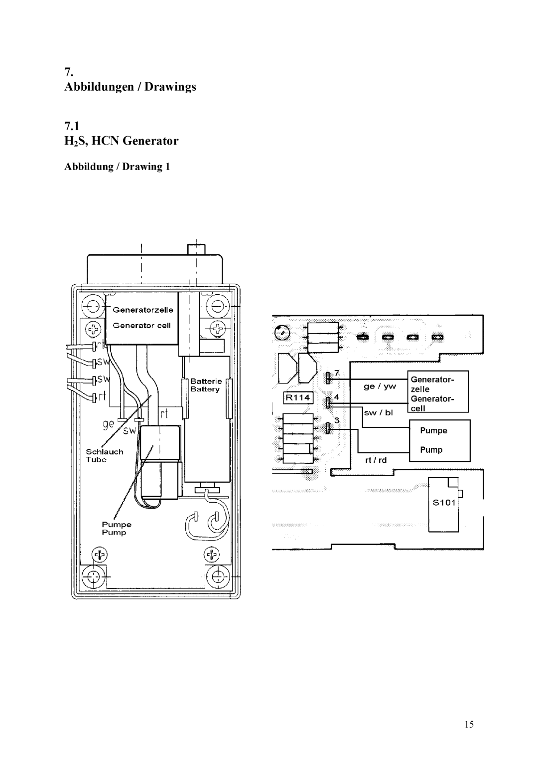 Compur Gas Generator manual Abbildungen / Drawings H2S, HCN Generator, Abbildung / Drawing 