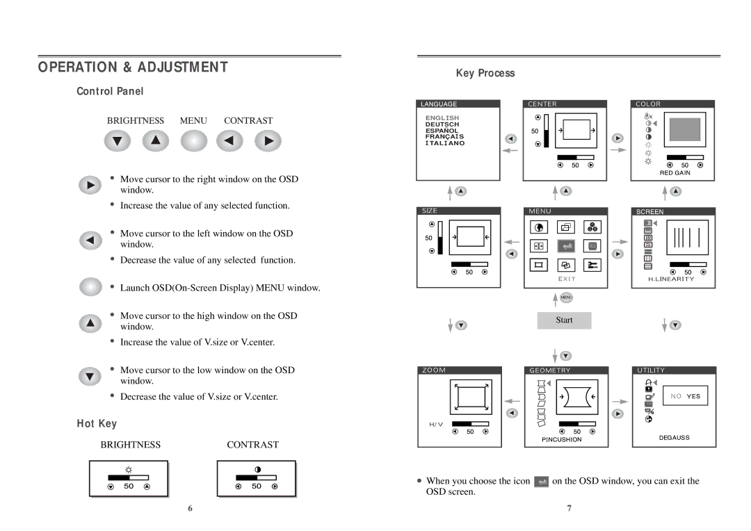 Computer Tech Link 21dn manual Operation & Adjustment, Brightnesscontrast 