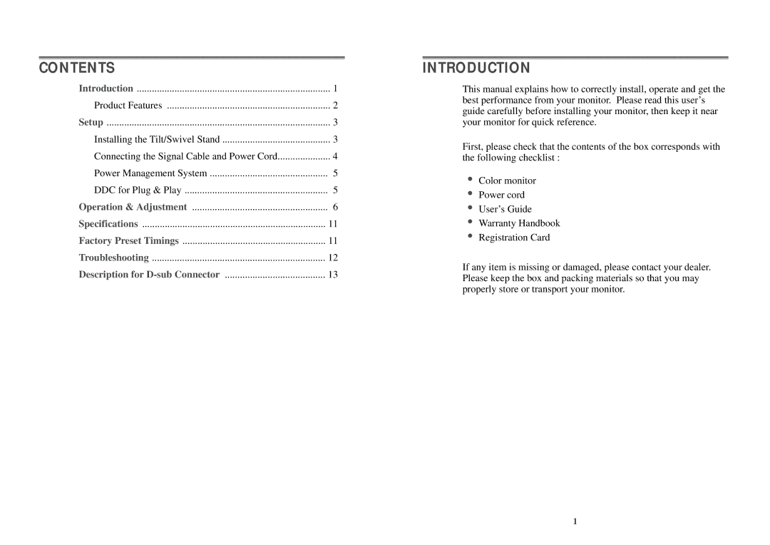 Computer Tech Link 7cln manual Contents, Introduction 