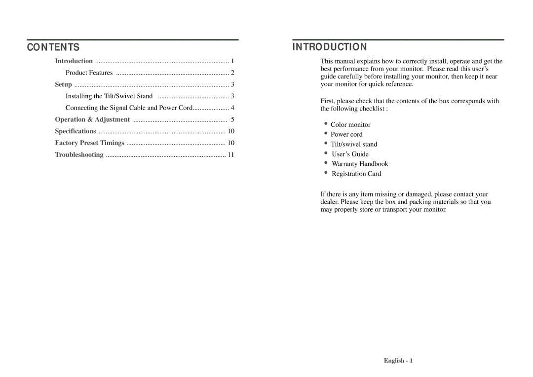 Computer Tech Link 7dln manual Contents, Introduction 