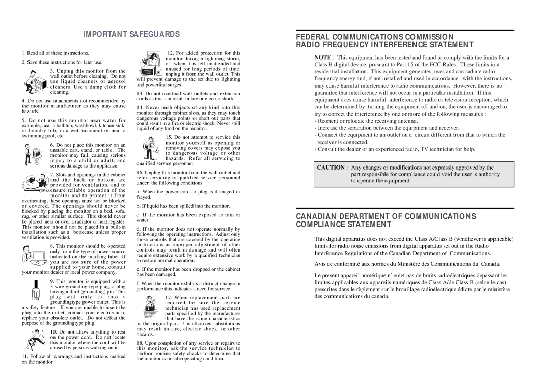 Computer Tech Link CTL 5fln manual Canadian Department of Communications Compliance Statement 