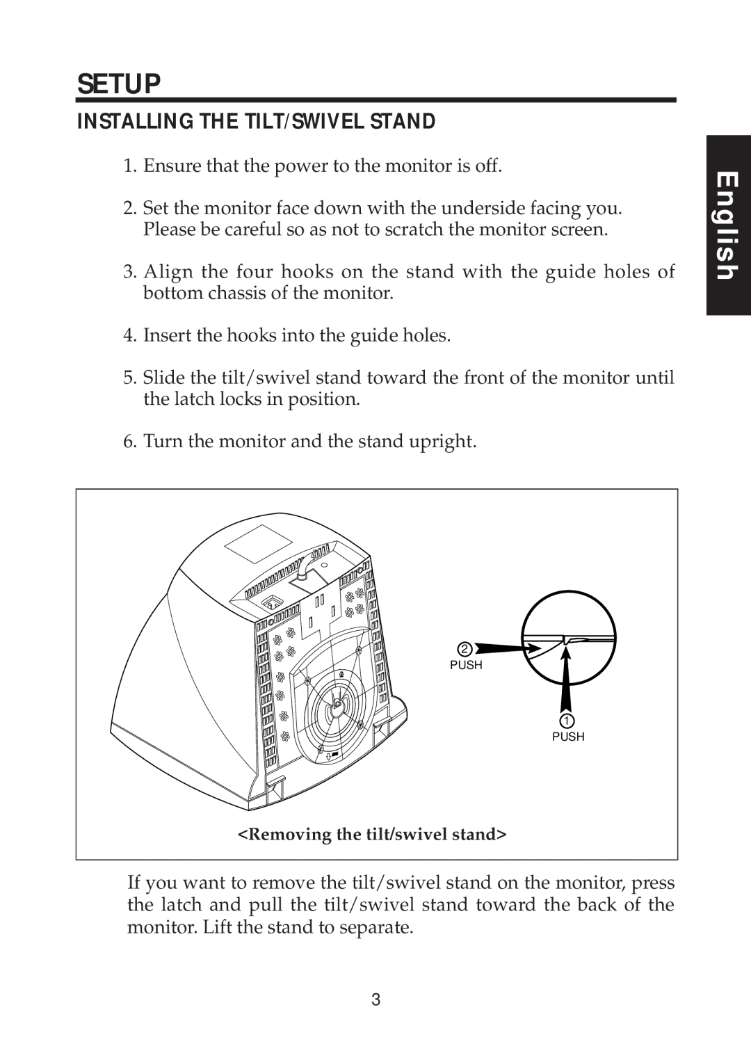 Computer Tech Link CTL 5xn user manual Setup, Installing the TILT/SWIVEL Stand 