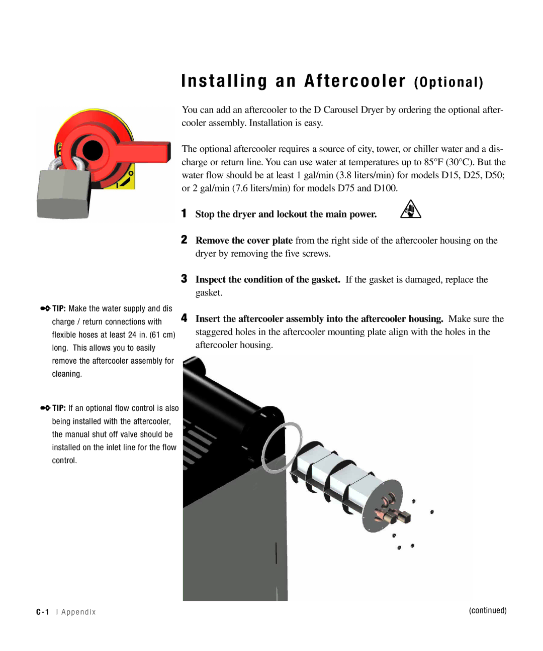 Conair 25, 15, 50, 100 specifications Installing an Aftercooler O p t i o n a l 