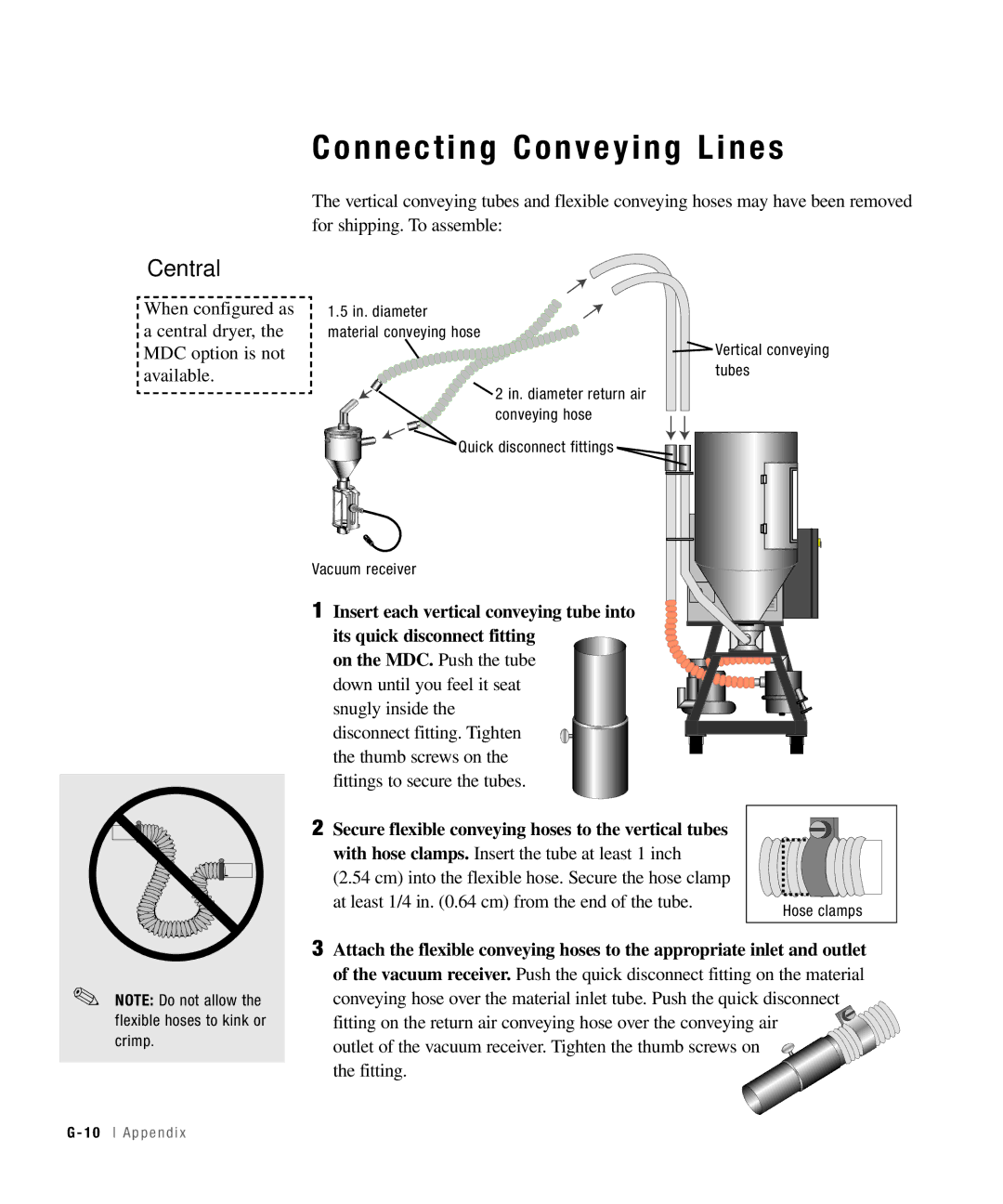 Conair 25, 15, 50, 100 specifications Connecting Conveying Lines 