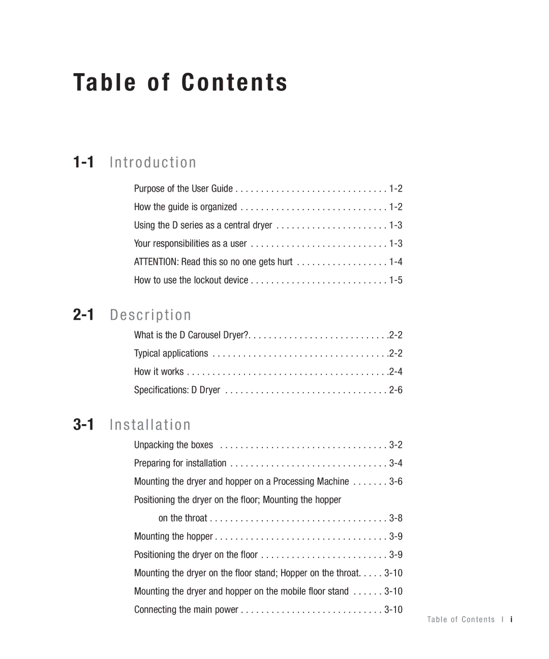 Conair 100, 25, 15, 50 specifications Table of Contents 