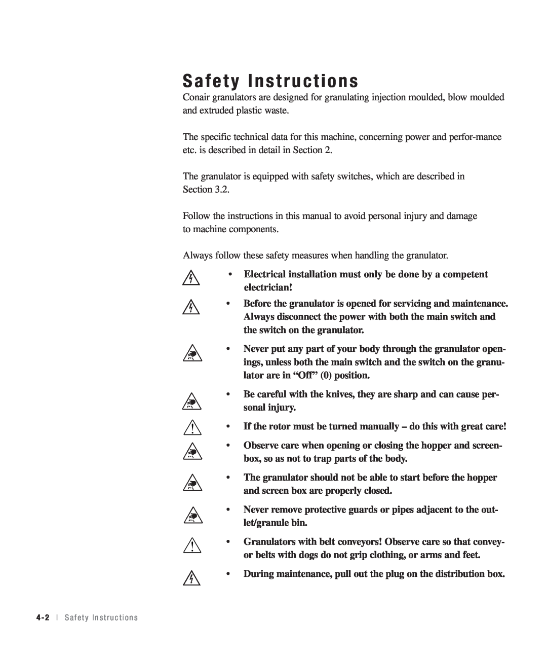 Conair CHS-810 manual Safety Instructions, Electrical installation must only be done by a competent electrician 