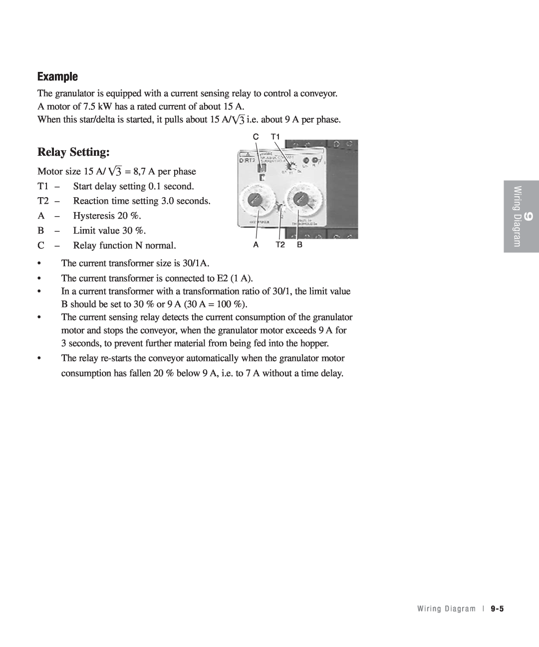 Conair CHS-810 manual Example, Relay Setting, Wiring Diagram 