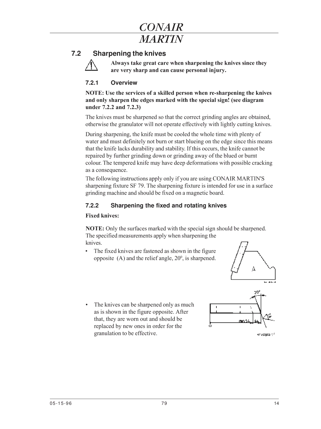 Conair CMA-79 manual Sharpening the knives, Overview, Sharpening the fixed and rotating knives, Fixed knives 