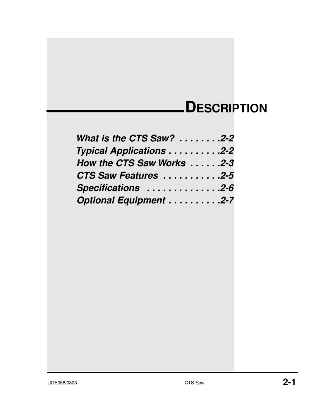 Conair CTS 5, CTS 9, CTS 7 manual Description 