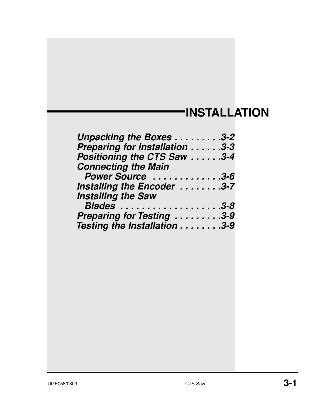 Conair CTS 7, CTS 9, CTS 5 manual Installation 