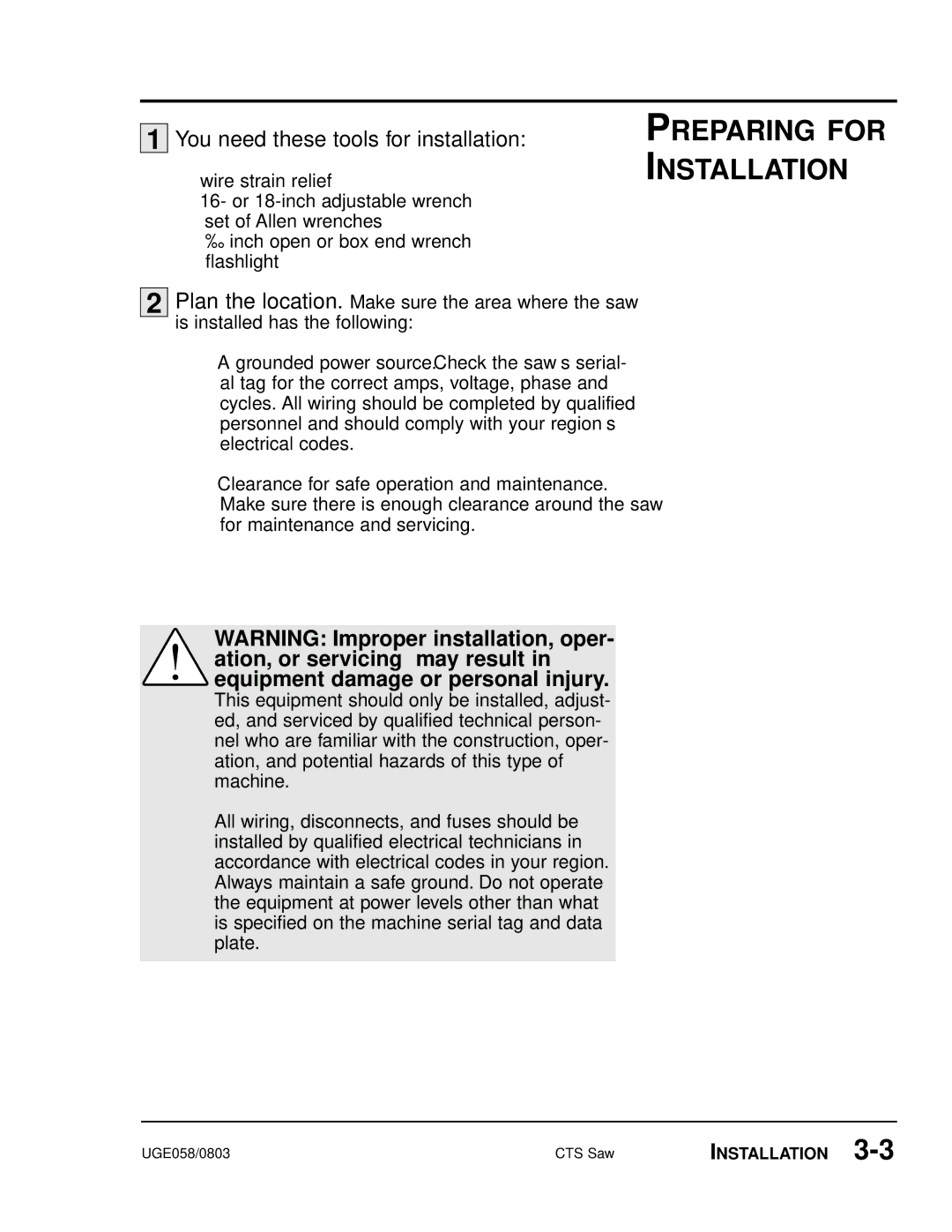 Conair CTS 9, CTS 7, CTS 5 manual Preparing for Installation, You need these tools for installation 