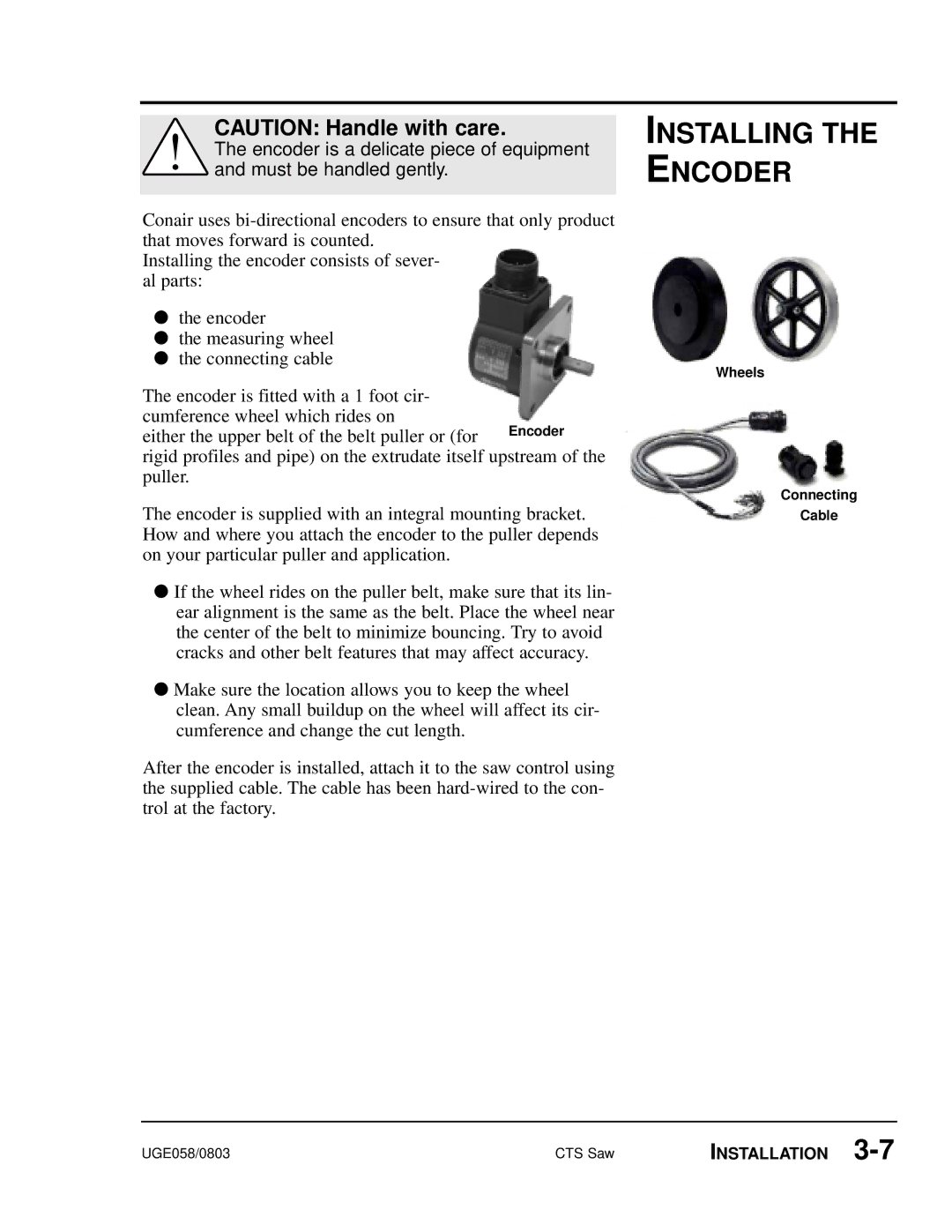 Conair CTS 7, CTS 9, CTS 5 manual Installing the Encoder 