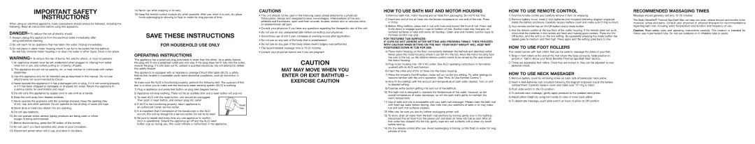 Conair important safety instructions For Household USE only Operating Instructions, HOW to USE Foot Rollers 