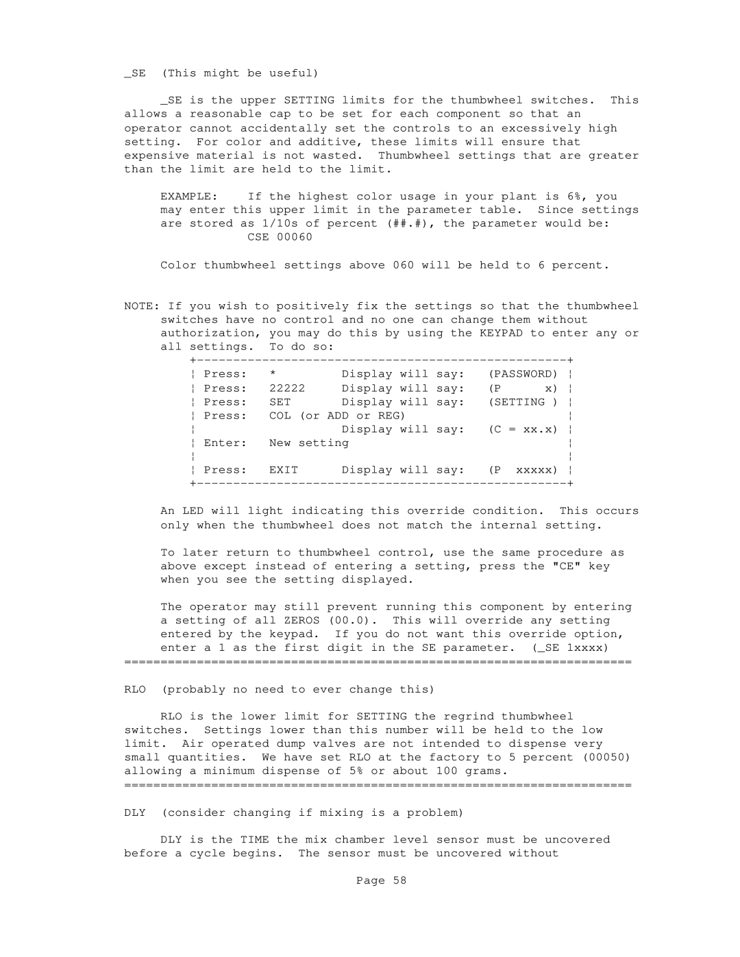 Conair GB/ WSB manual Setting 