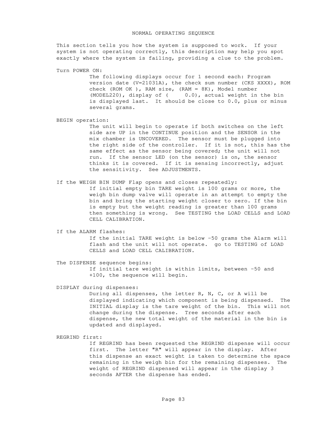 Conair GB/ WSB manual Normal Operating Sequence 