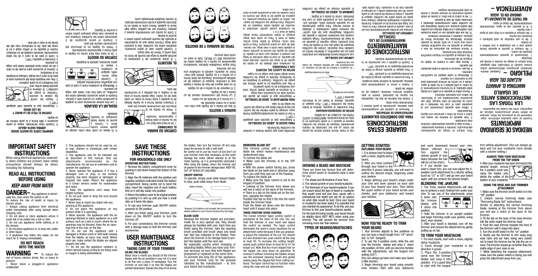 Conair GMT170QCS important safety instructions Instructions 