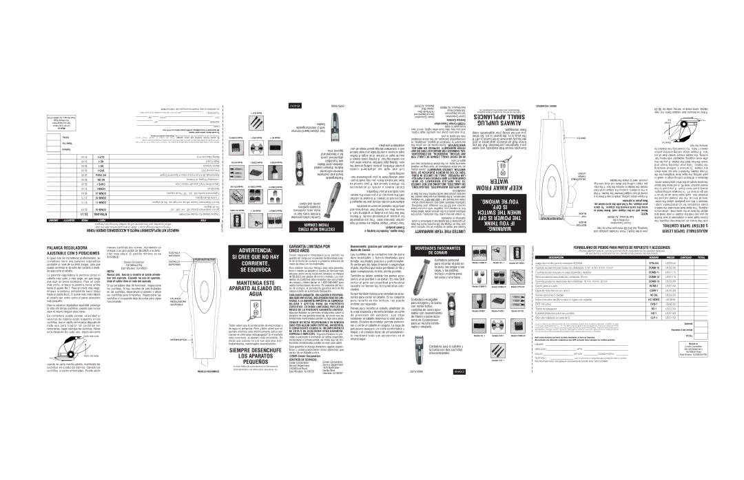 Conair HC245MRCS important safety instructions Garantía Limitada POR Cinco Años 