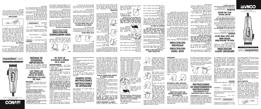 Conair Numbercut operating instructions Conair your of blades the maintain To, 16 to 1/32, Cutter blade Small, They, Use 