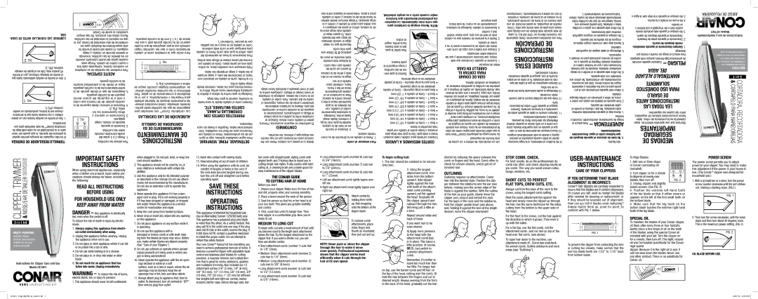 Conair HCT401 operating instructions Especial Aceite, Casa EN Cabello, EL Cortar Para, Conair DE Guía, Contorneo 