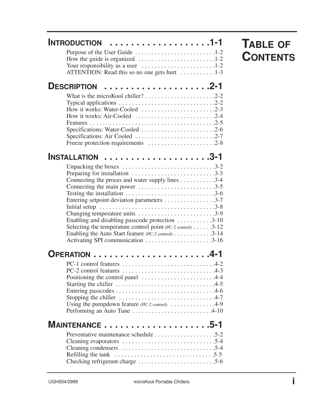 Conair MPW, MPA manual Introduction, Table of Contents 