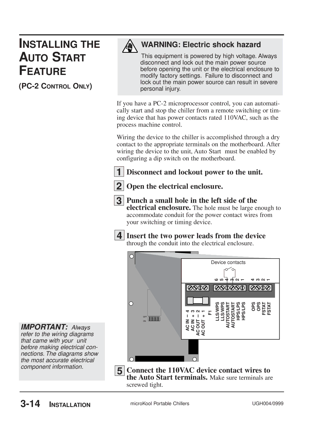 Conair MPA, MPW manual Installing Auto Start Feature, Insert the two power leads from the device 