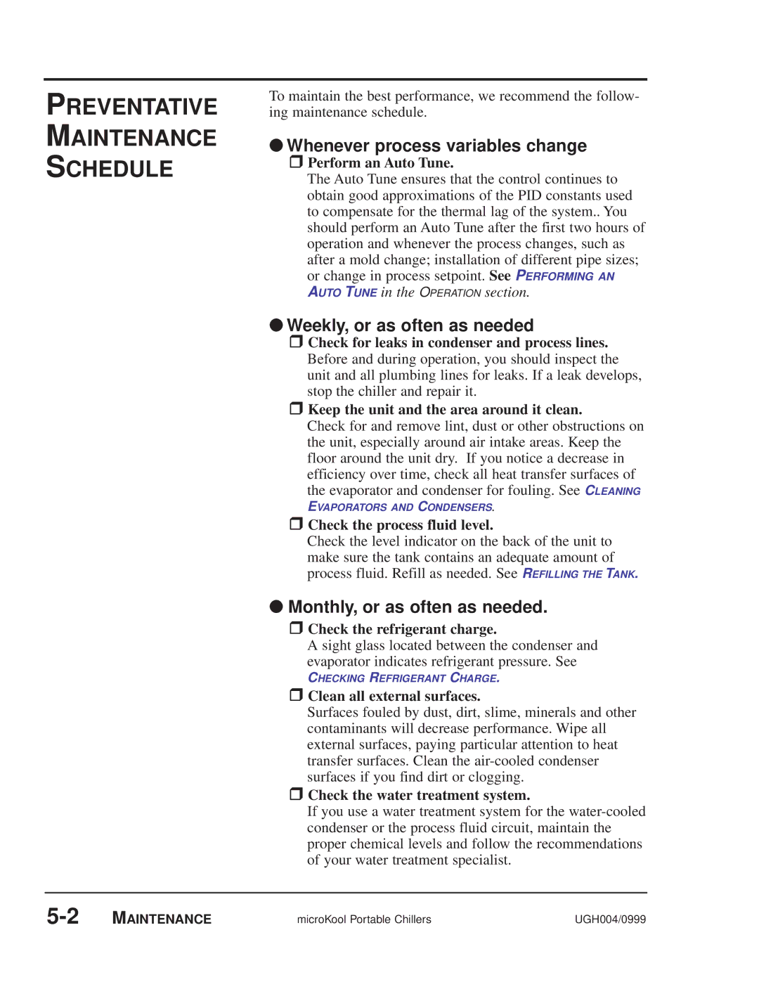 Conair MPA, MPW manual Preventative Maintenance Schedule 