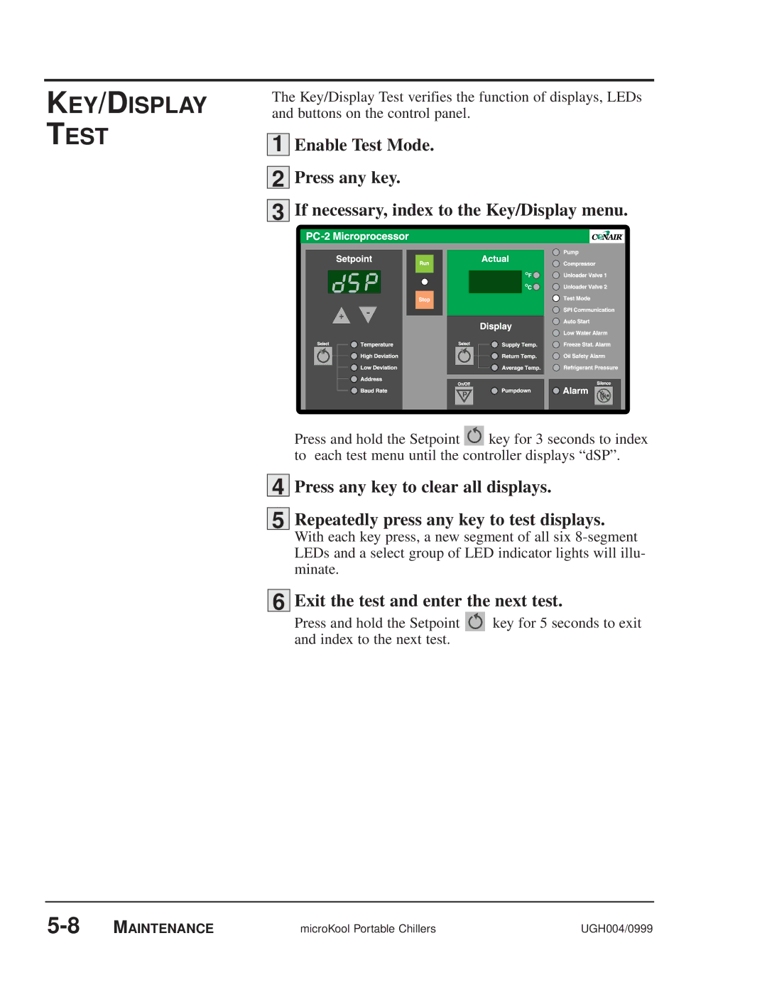 Conair MPA, MPW manual KEY/DISPLAY Test 