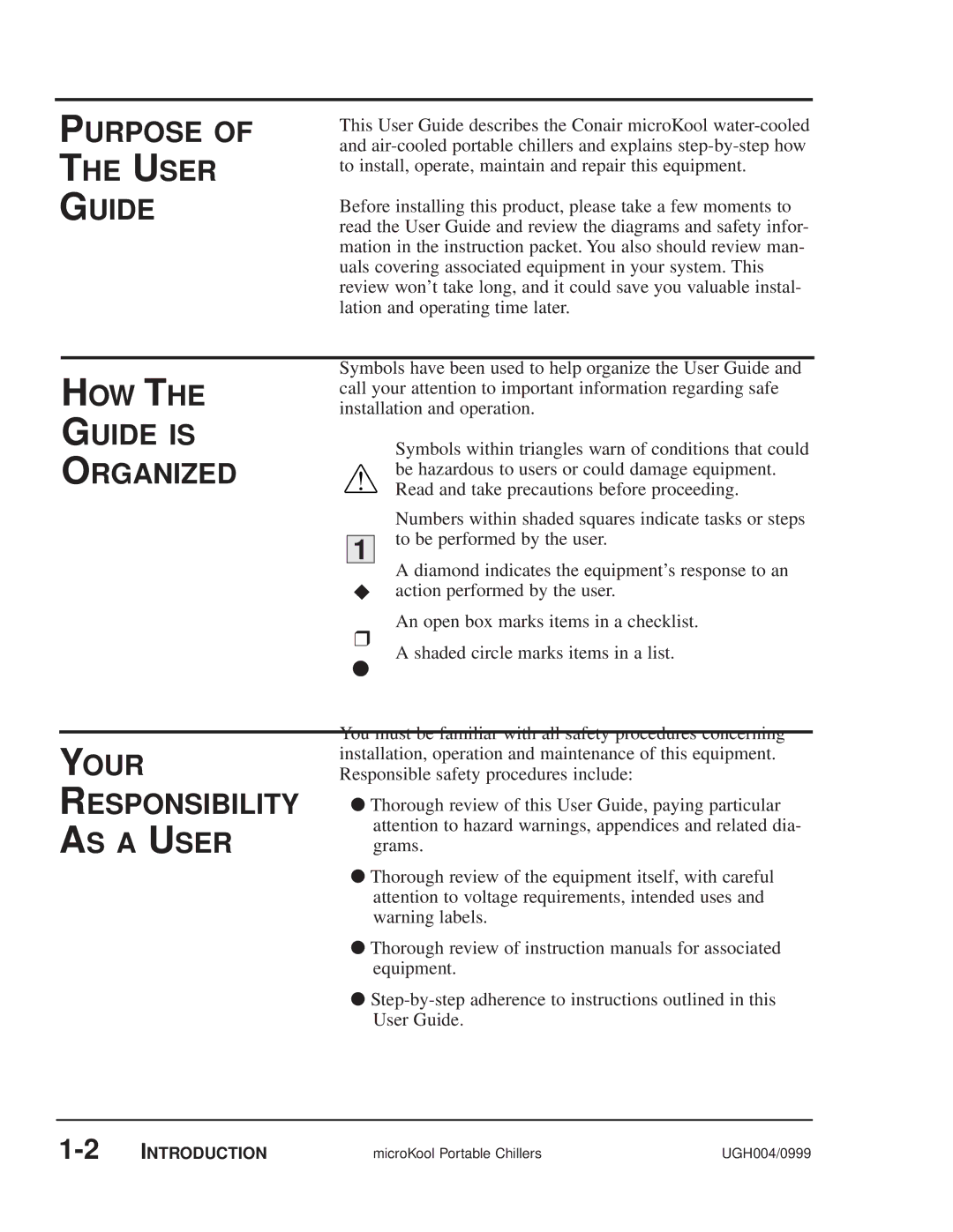 Conair MPA, MPW manual Purpose User Guide, HOW Guide is Organized, Your Responsibility AS a User 