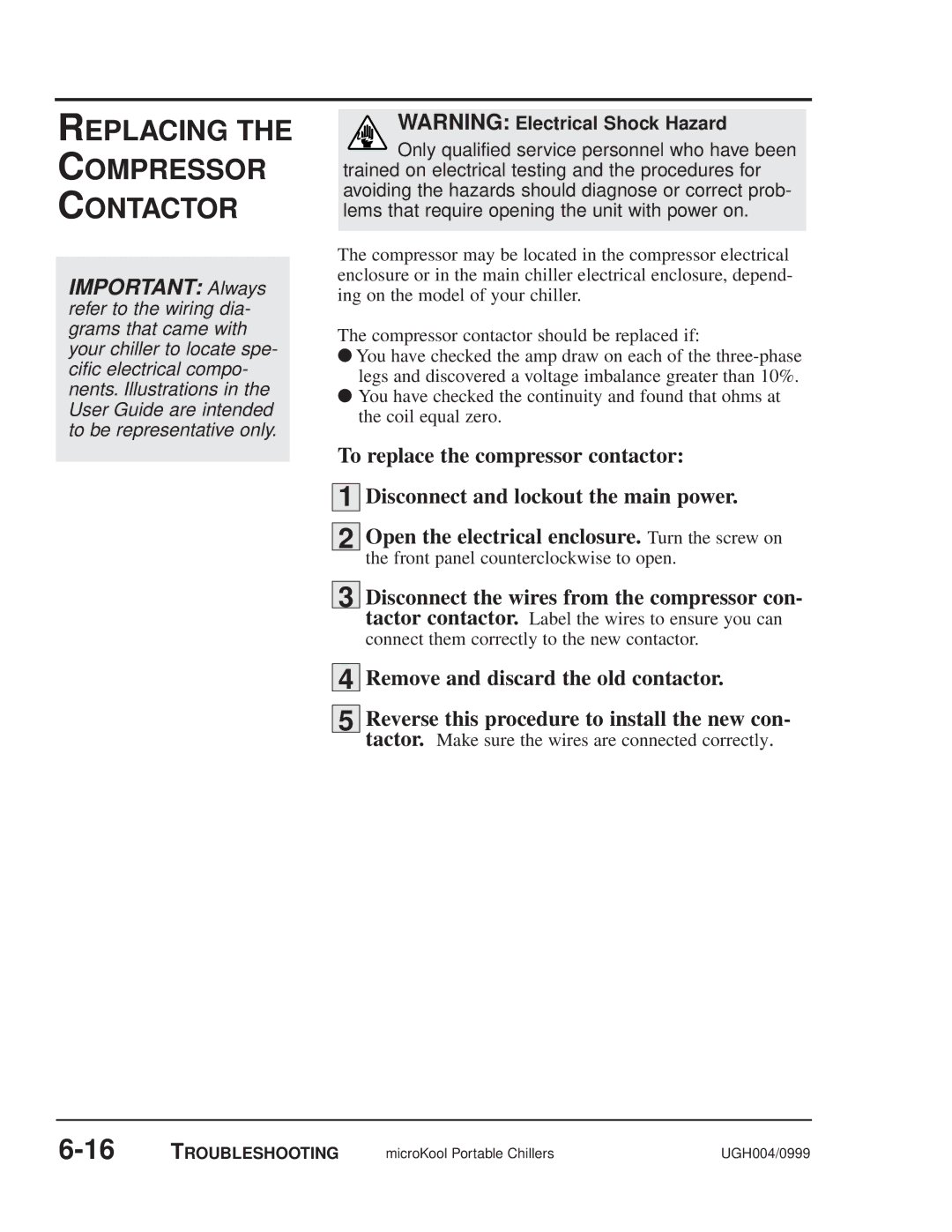 Conair MPA, MPW manual Replacing Compressor Contactor, Remove and discard the old contactor 