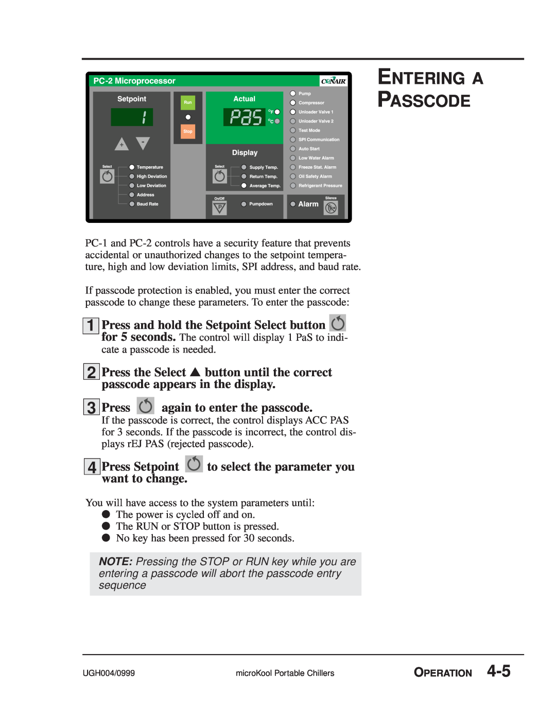 Conair MPW, MPA manual Entering A Passcode, Press again to enter the passcode 