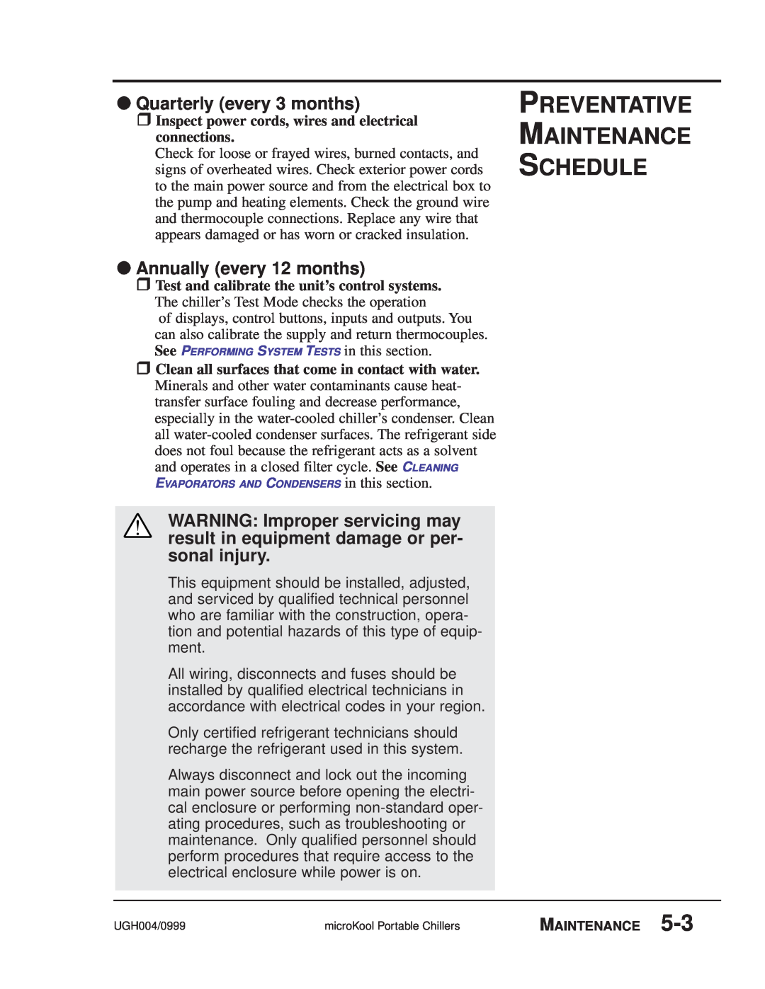 Conair MPW, MPA manual Quarterly every 3 months, Annually every 12 months, Preventative Maintenance Schedule 