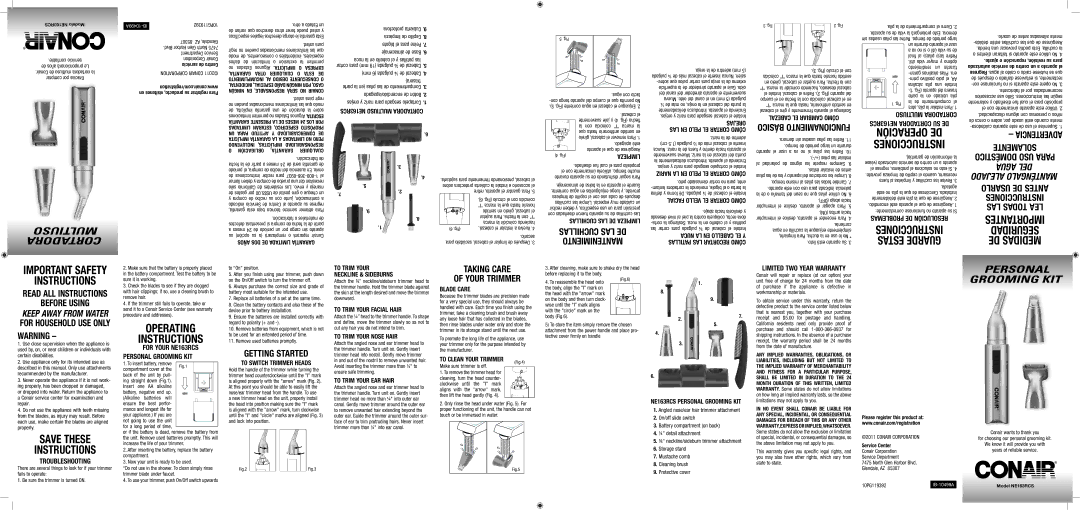 Conair NE163ACS operating instructions Mult, Ore, Funconami, En La S, Ieza, Fac, DE LA Cucs, Entomii, Leatoda, Egurs 