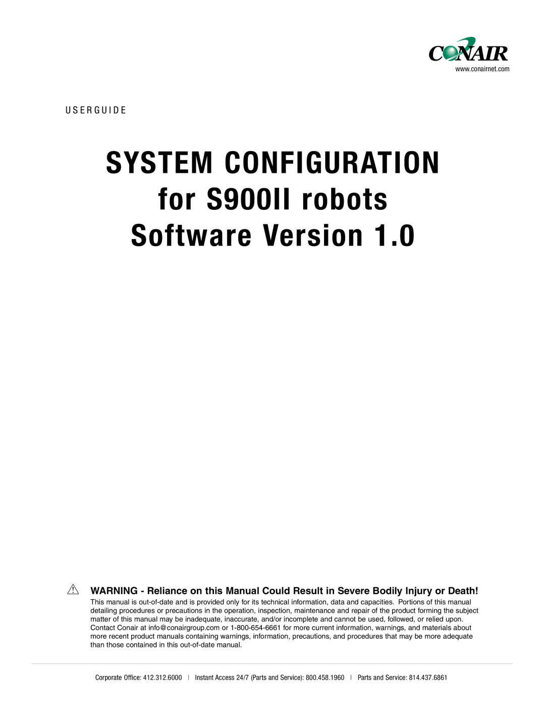 Conair S900II manual System Configuration 