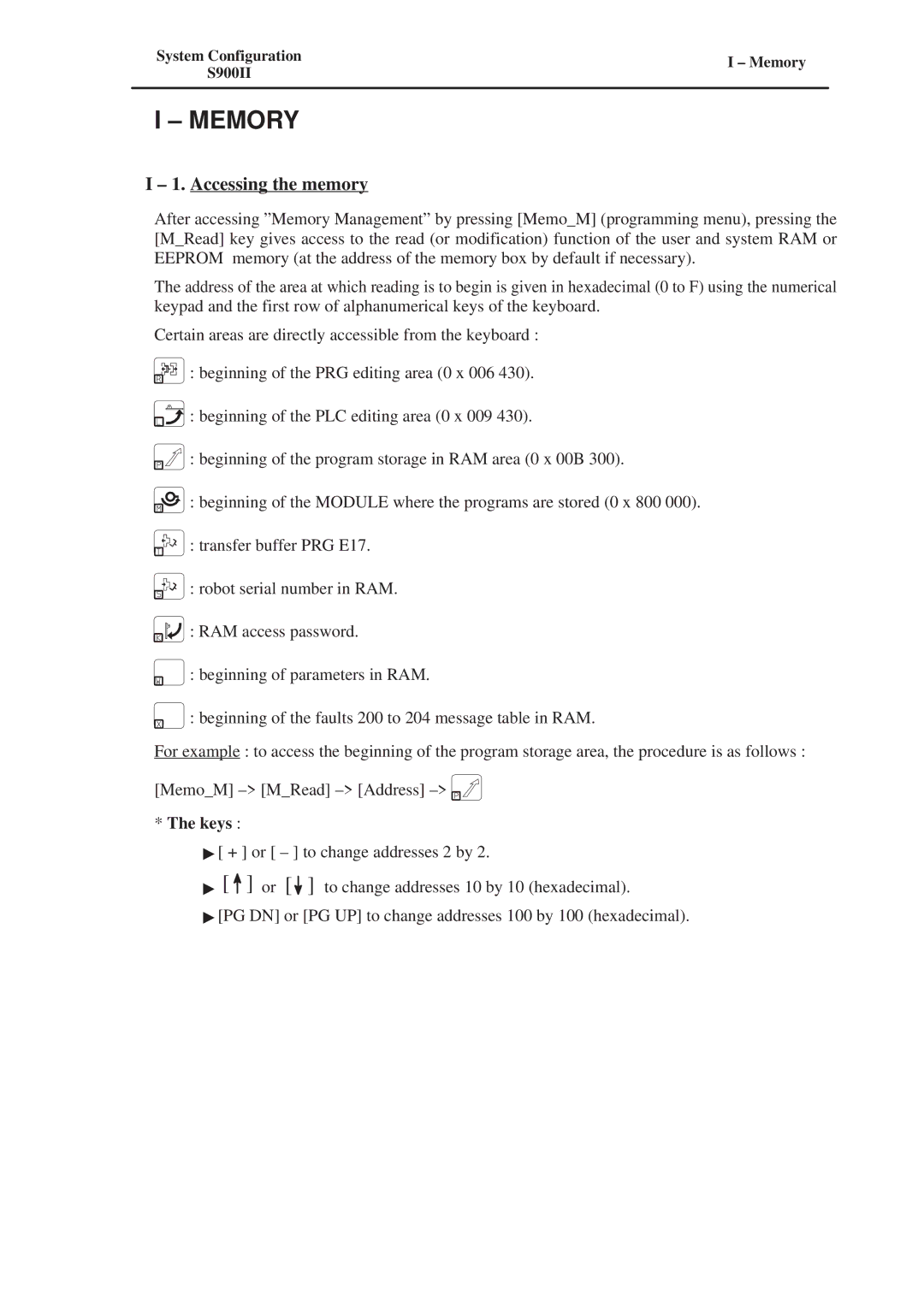 Conair S900II manual ± Memory, ± 1. Accessing the memory, Keys 