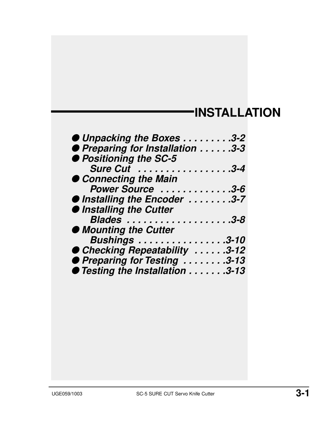 Conair SC-5 manual Installation 