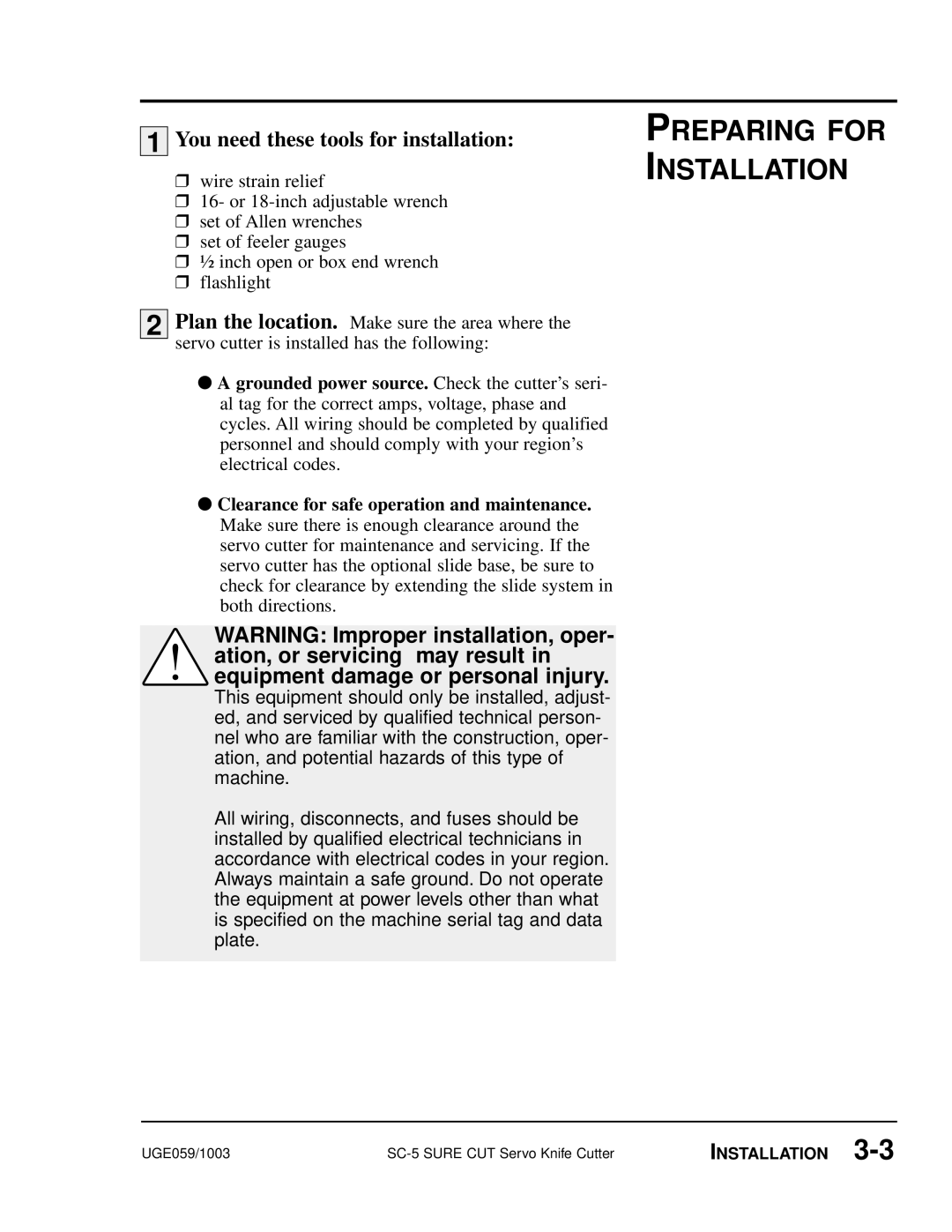 Conair SC-5 manual Preparing for Installation, You need these tools for installation 