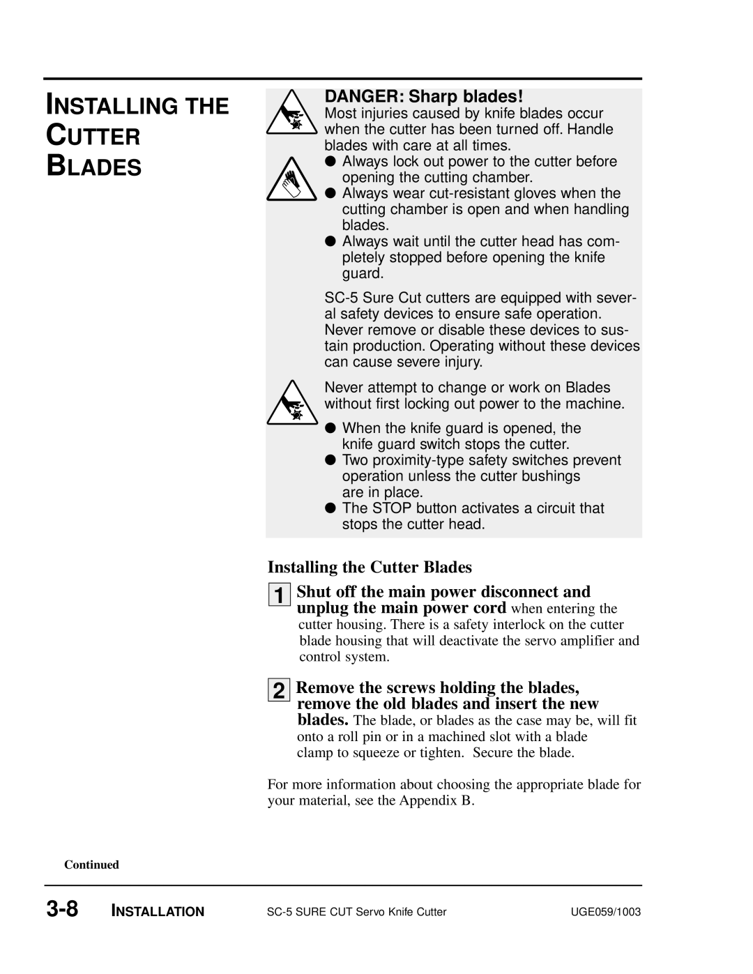 Conair SC-5 manual Installing Cutter Blades 