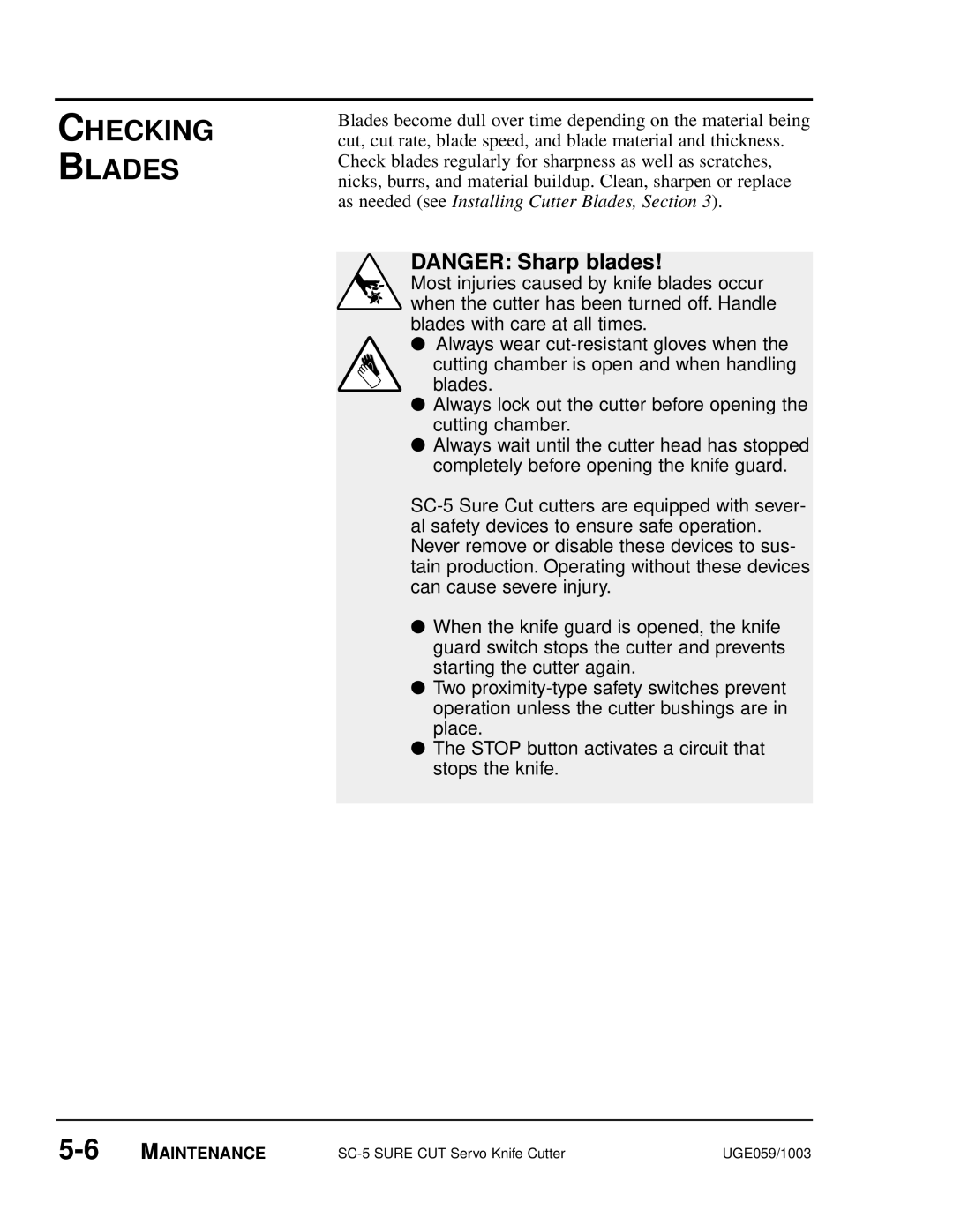 Conair SC-5 manual Checking Blades 