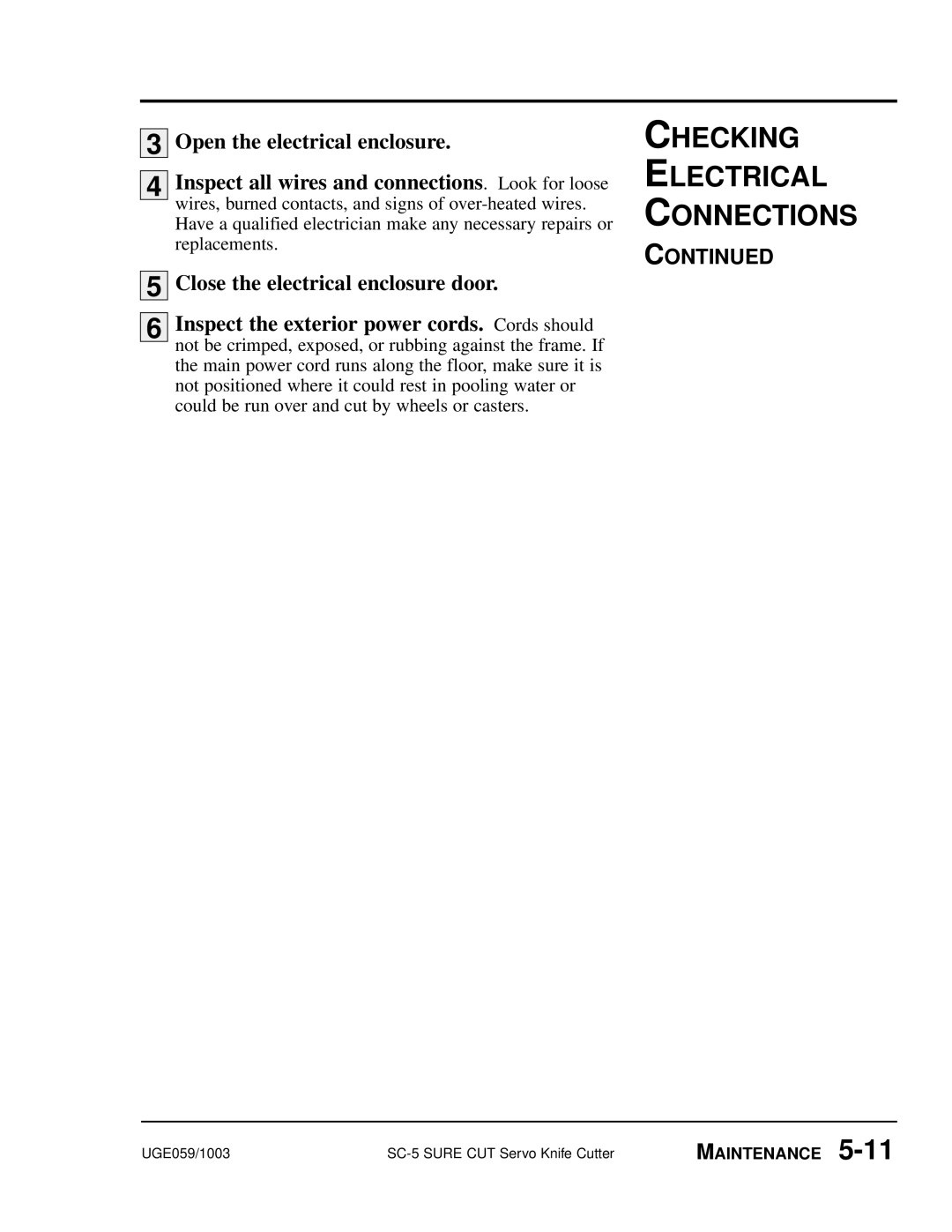 Conair SC-5 manual Checking Electrical Connections 