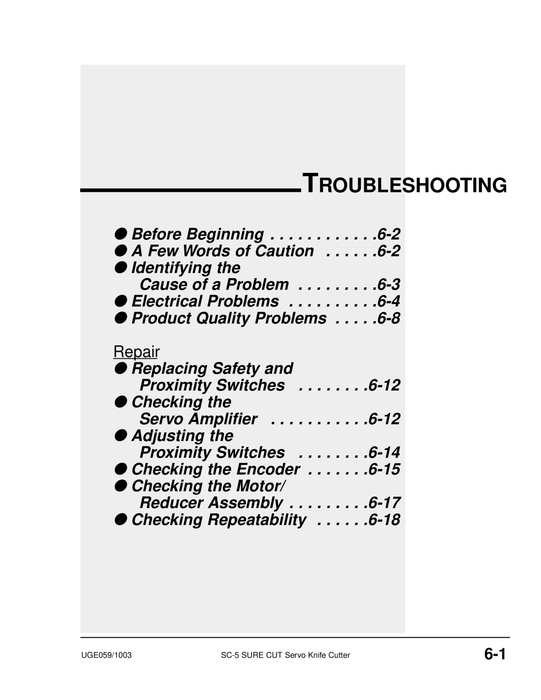 Conair SC-5 manual Troubleshooting 