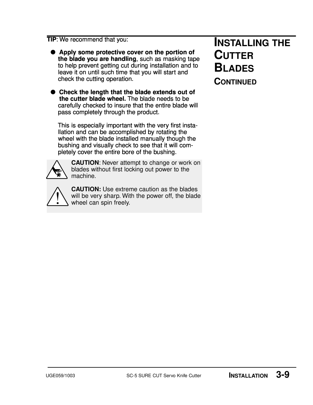 Conair SC-5 manual Installing The Cutter Blades, Continued, TIP We recommend that you 
