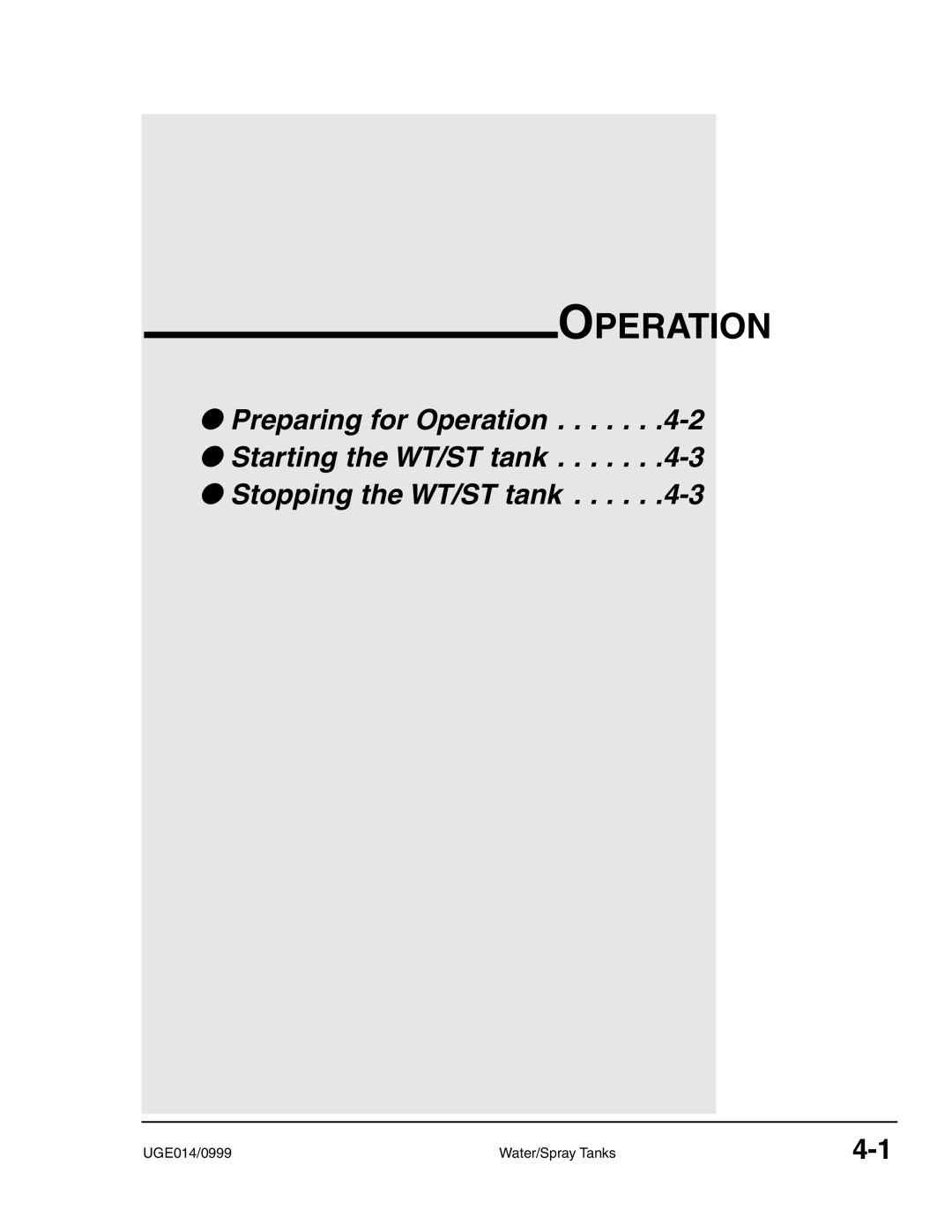 Conair Water/Spray Tanks, UGE014/0999 manual Operation 