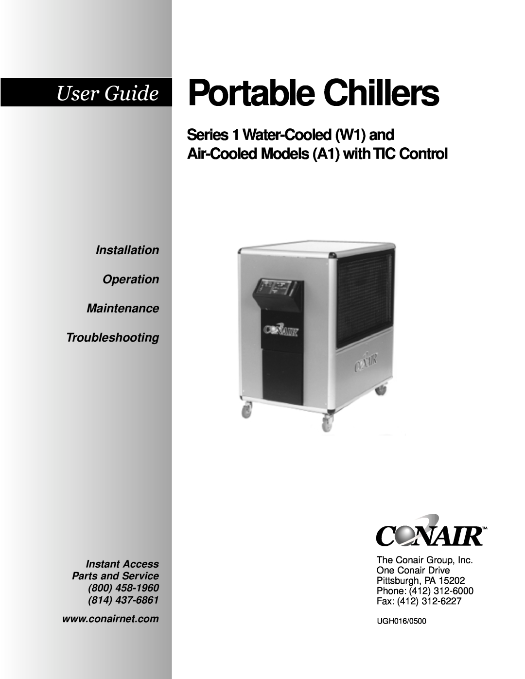 Conair Portable Chillers Series 1Water-Cooled (W1) and Air-Cooled Models (A1) withTIC Control manual Troubleshooting, Fax 
