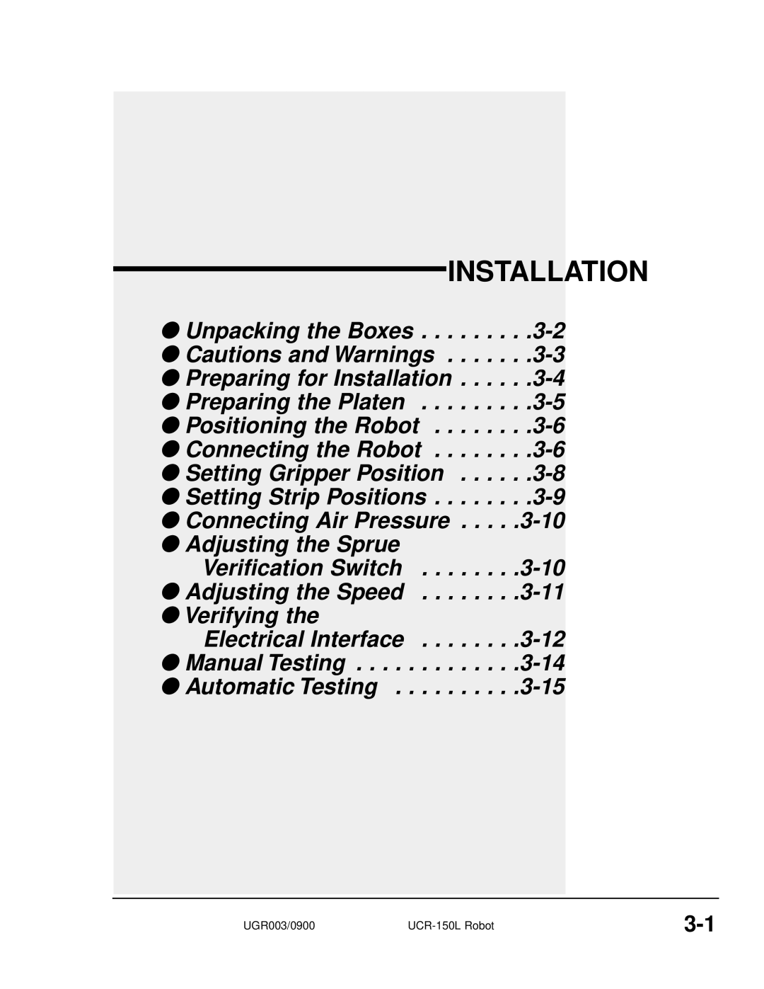 Conair UGR003/0800 manual Installation 